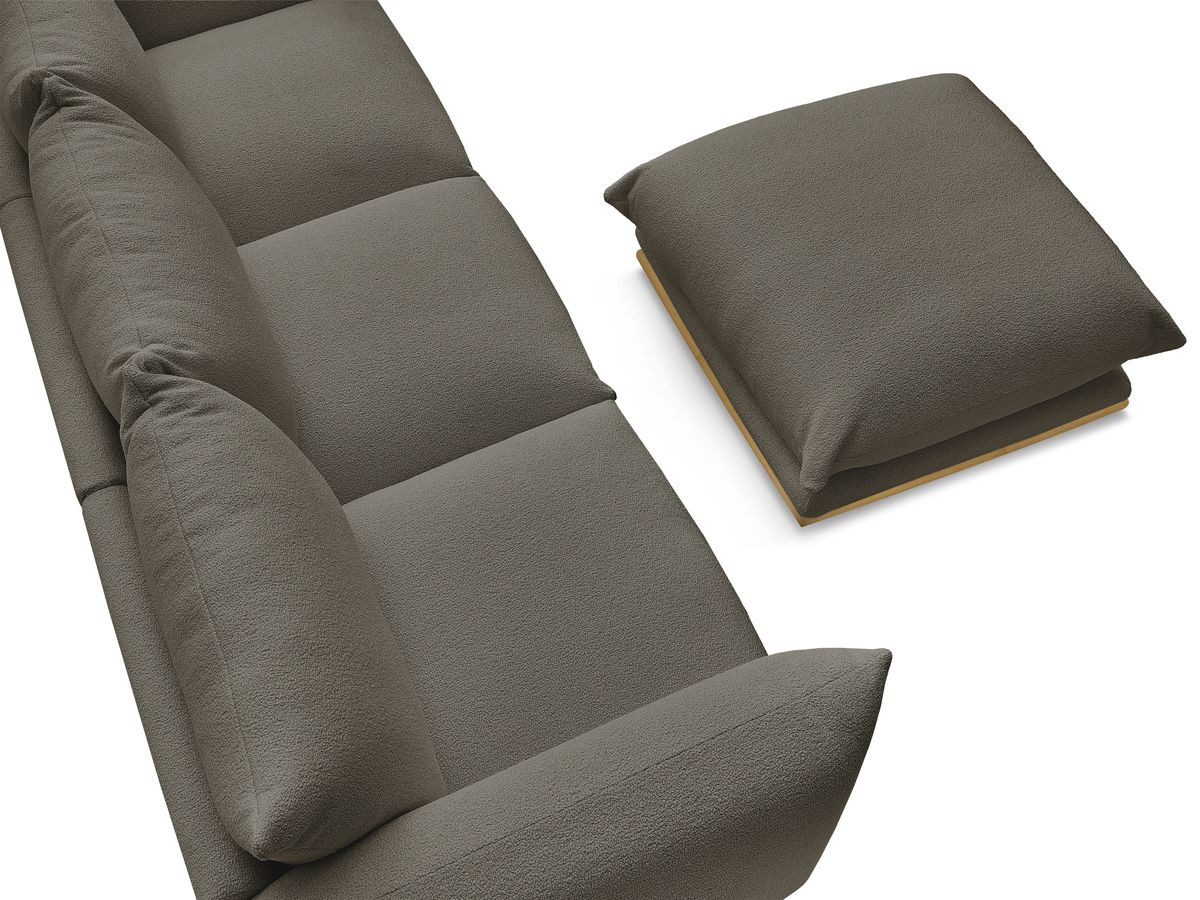 Bobochic Ernest Sofa 3-Sitzer mit Pouf 266 × 106 cm Bouclé-Stoff Braun