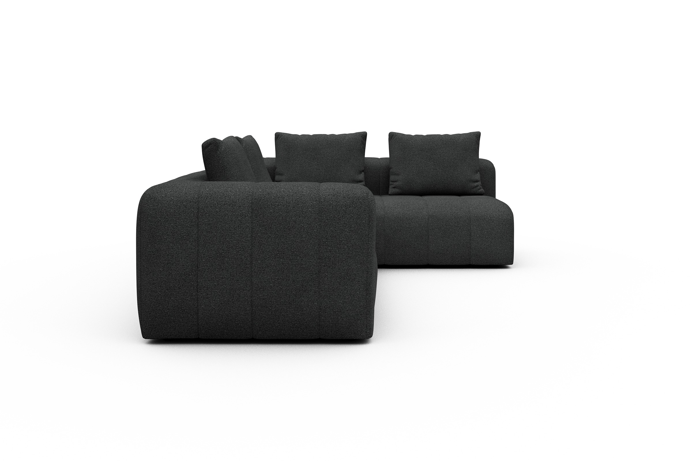 Ecksofa Hugo 2x 2,5-Sitzer Armlehne links Boucle-Charcoal