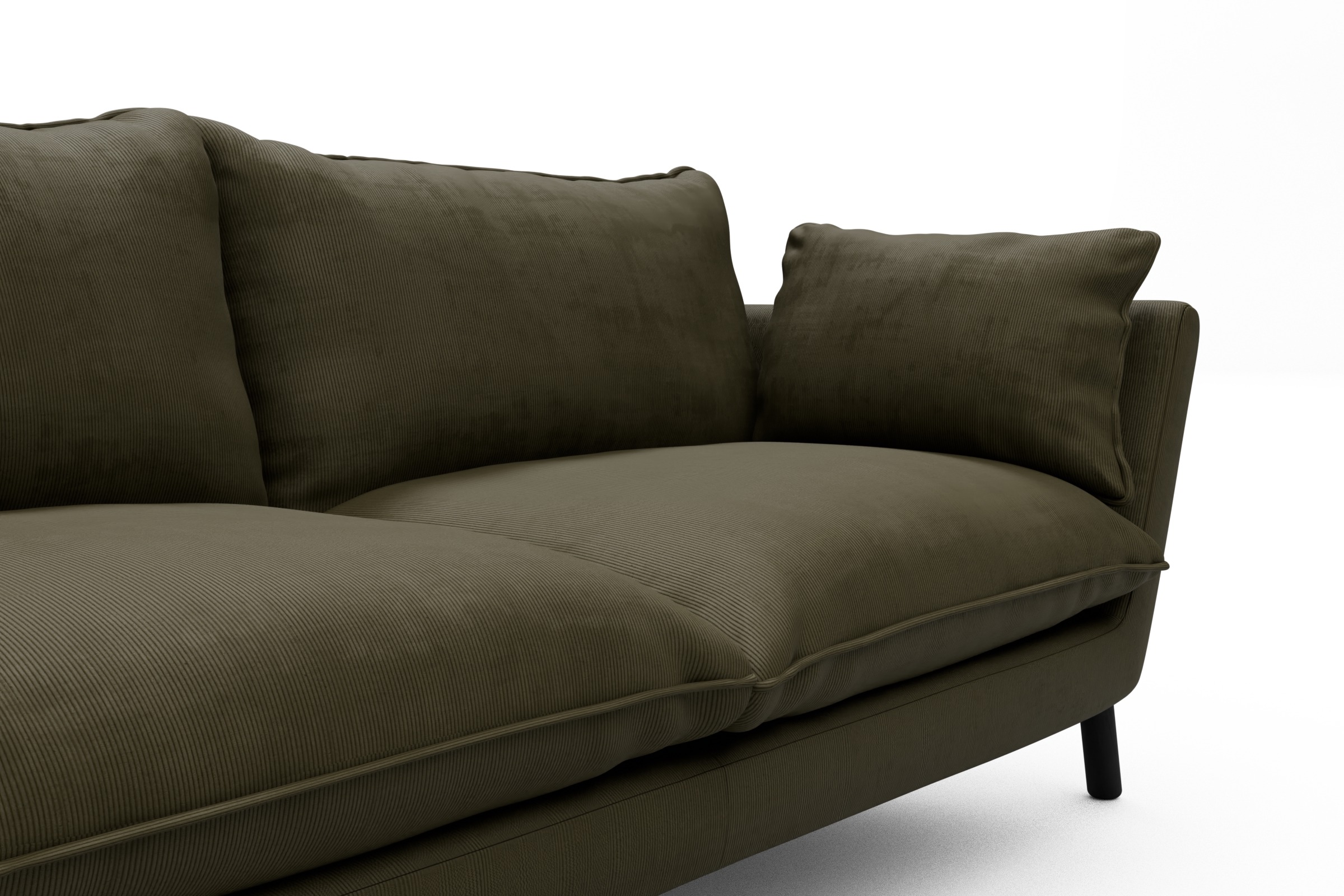 Sofa Emil PREMIUM 3-Sitzer Beinfarbe Eiche Schwarz Cordufine-Pine-Green