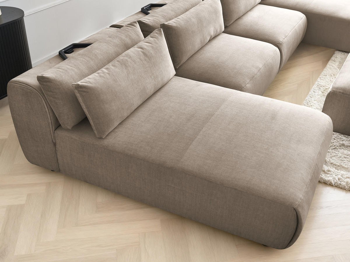 Bobochic Jana Wohnlandschaft mit kleinem Pouf Samt Taupe