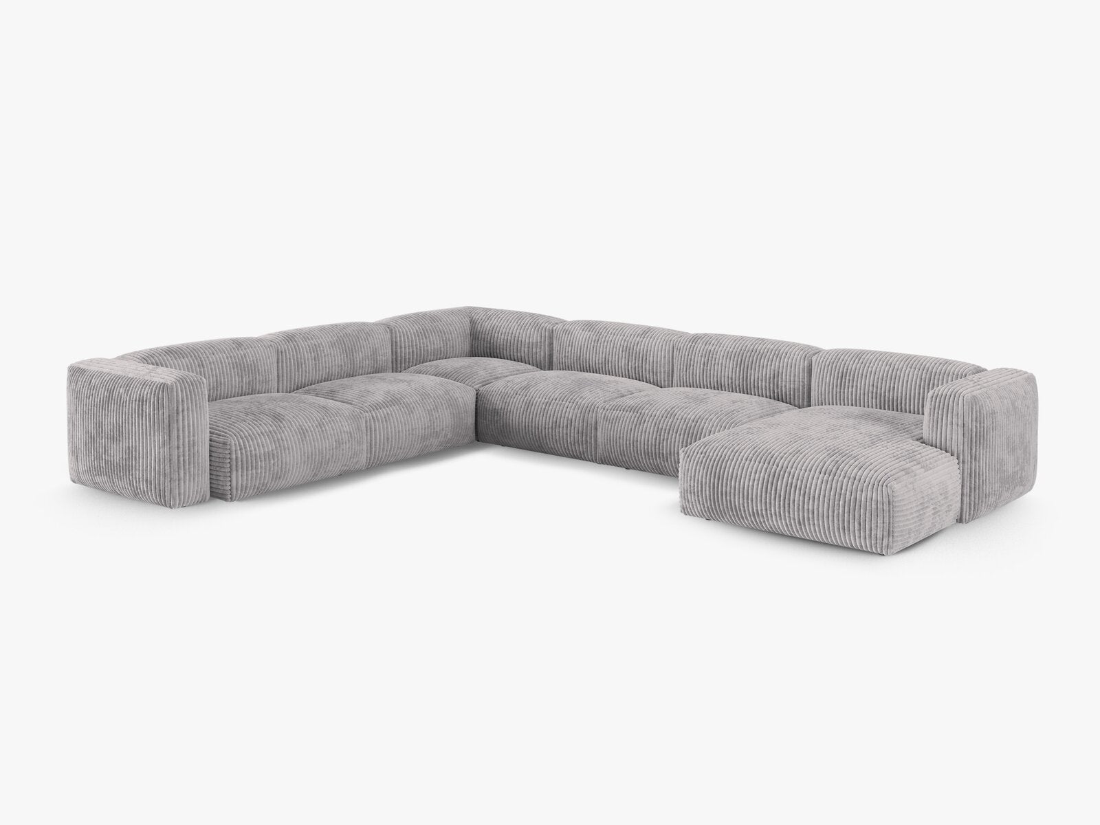 Micadoni modulares Ecksofa XL Martina 6-Sitzer 90cm Sitztiefe Links Kord Tilia Hellgrau
