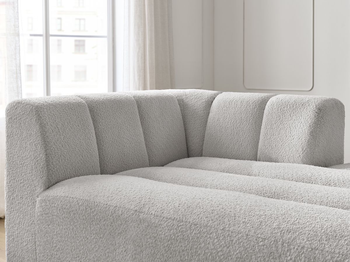 Bobochic Annecy Méridienne-Modul Bouclé-Stoff Hellgrau Ecke rechts