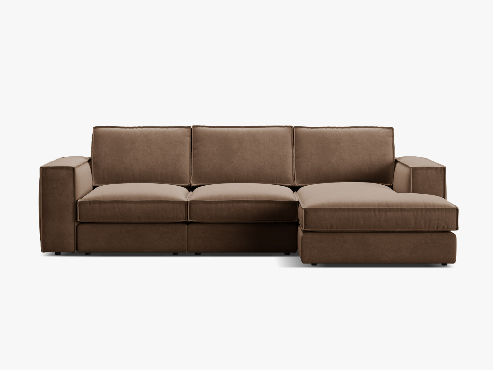 Micadoni modulares Ecksofa Pola 3-Sitzer Rechts Samt Salvador Schokolade