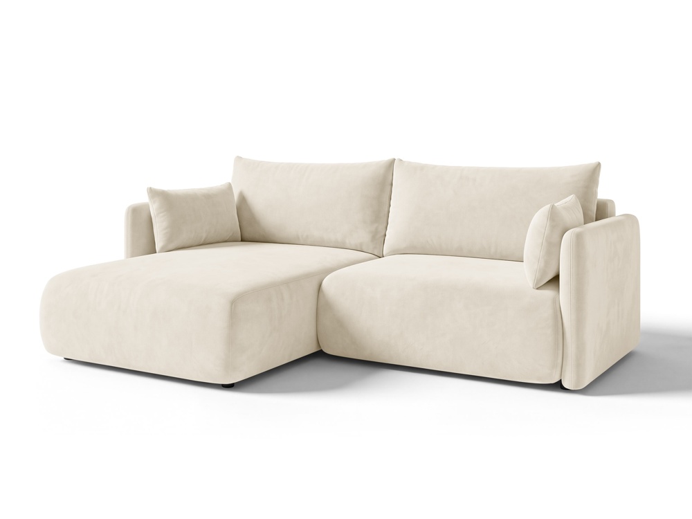 Cosmopolitan Design Ecksofa Monaco 3-Sitzer mit Schlaffunktion Samt Bluvel Helles Beige Links