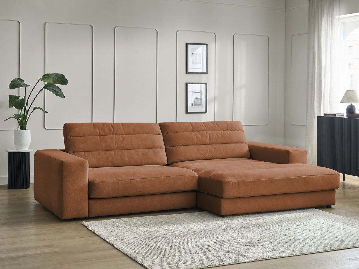 Bobochic Sierra Ecksofa Samt Orange Ecke rechts