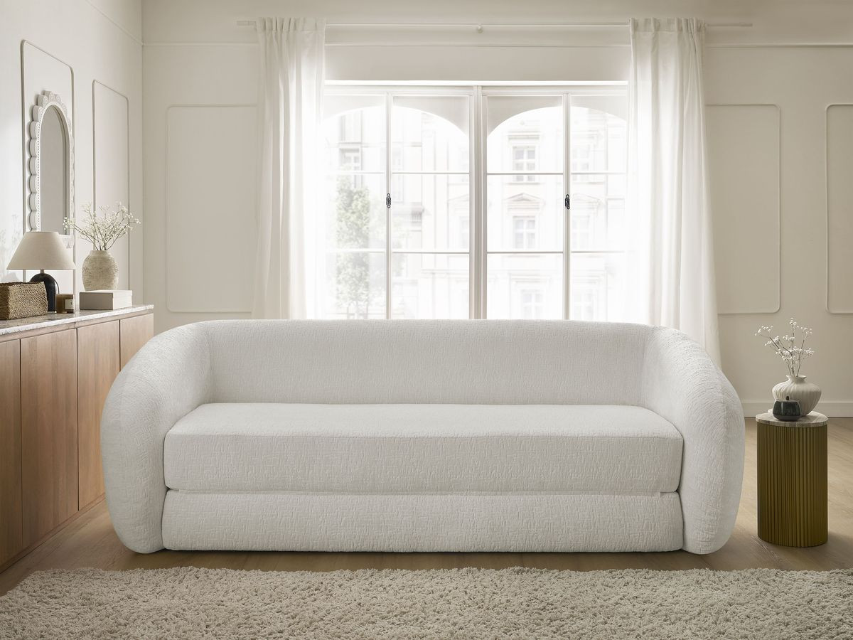 Bobochic Neyo Schlafsofa 3-Sitzer Strukturstoff Weiß