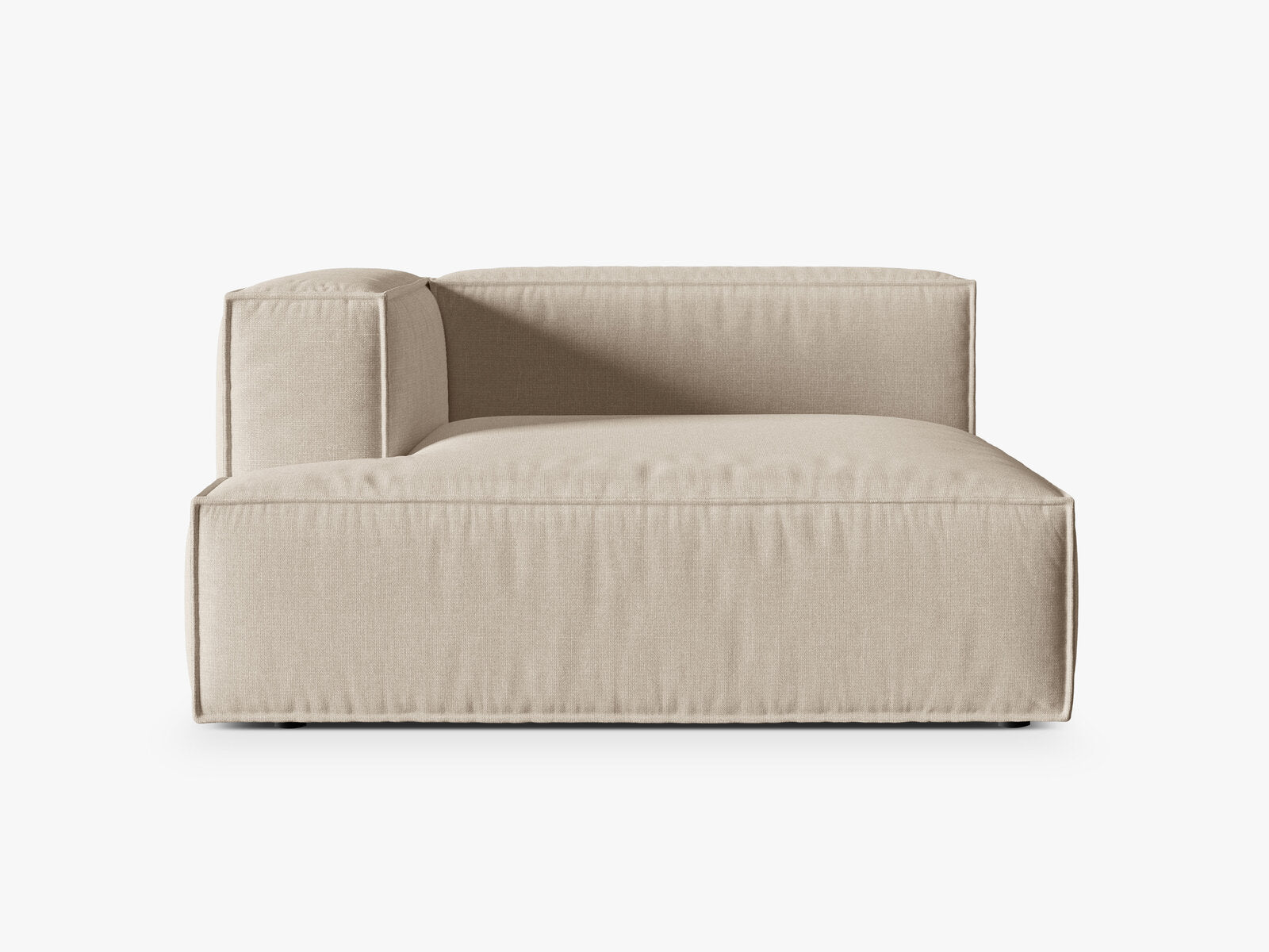 Micadoni Recamiere Nuria Groß 1-Sitzer Links Strukturierter Stoff Beige