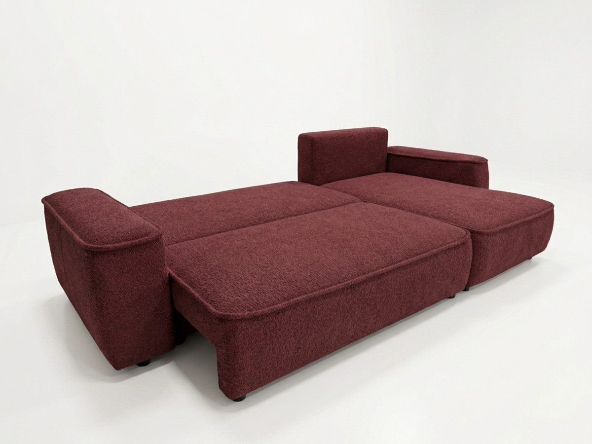 Bobochic Honore Ecksofa mit Schlaffunktion und Bettkasten Chenille Rot