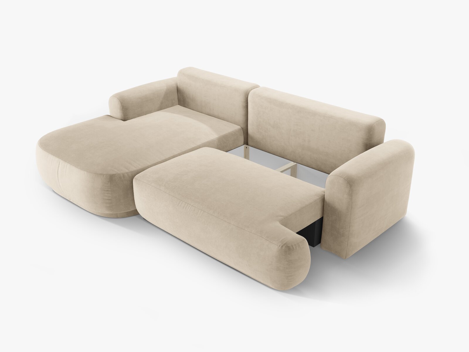 Micadoni Ella Ecksofa 5-Sitzer mit Schlaffunktion Links Samt Vogue Helles Beige