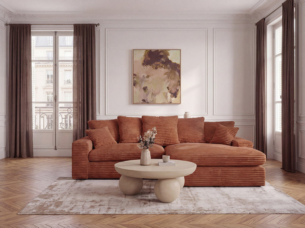 Bobochic Nevada Ecksofa Breitcord weich Orange