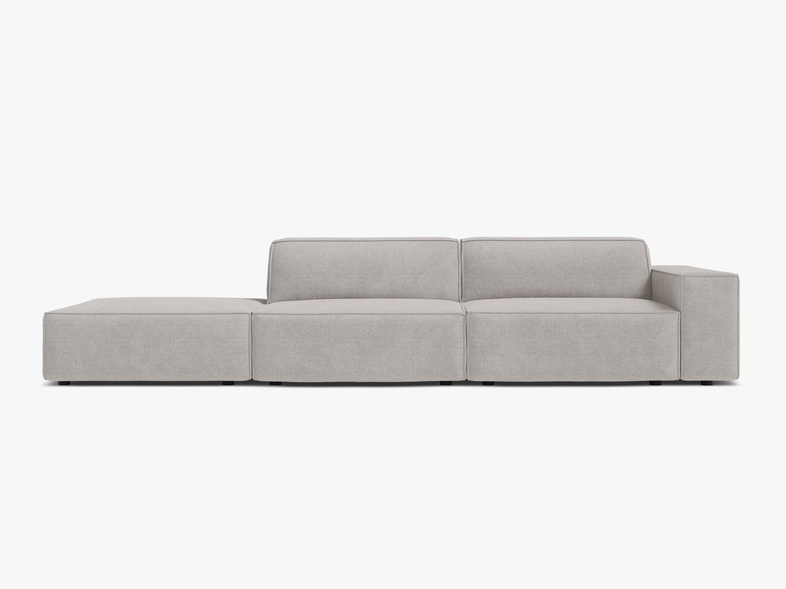 Micadoni Sofa Jodie 3-Sitzer Links Strukturierter Stoff Liberty Hellgrau