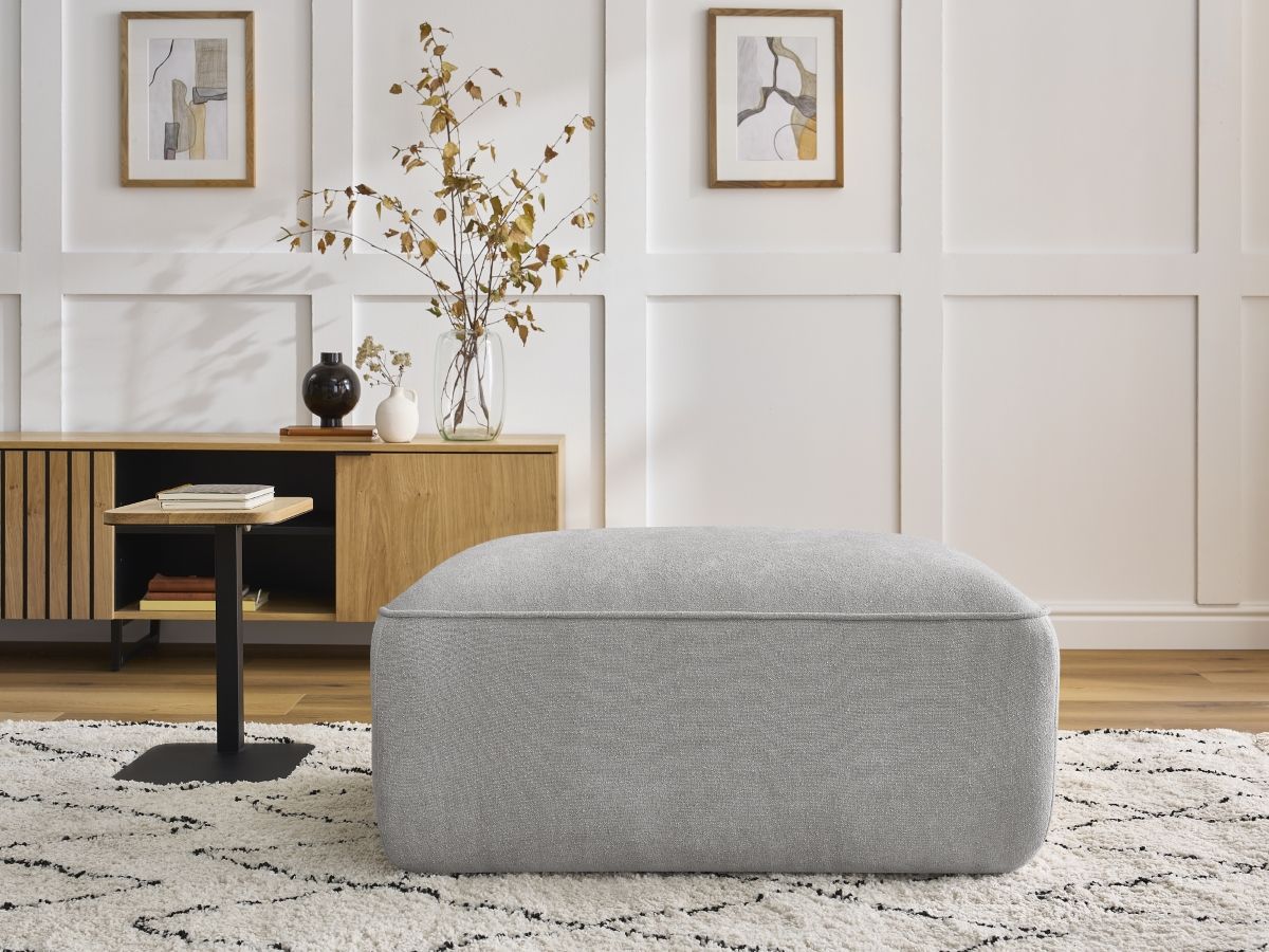 Bobochic Zephyr Pouf Strukturstoff Hellgrau