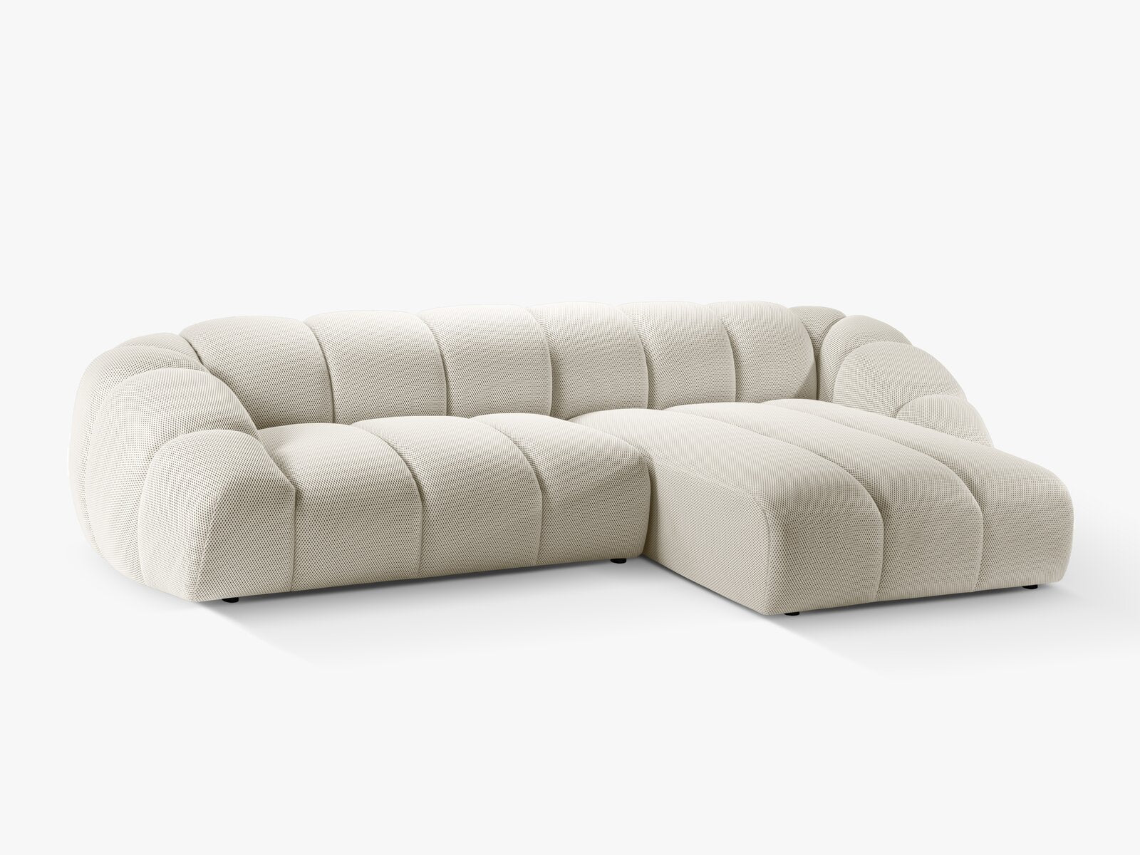 Micadoni Ecksofa Diana 4-Sitzer Rechts 3D-Stoff Helles Beige