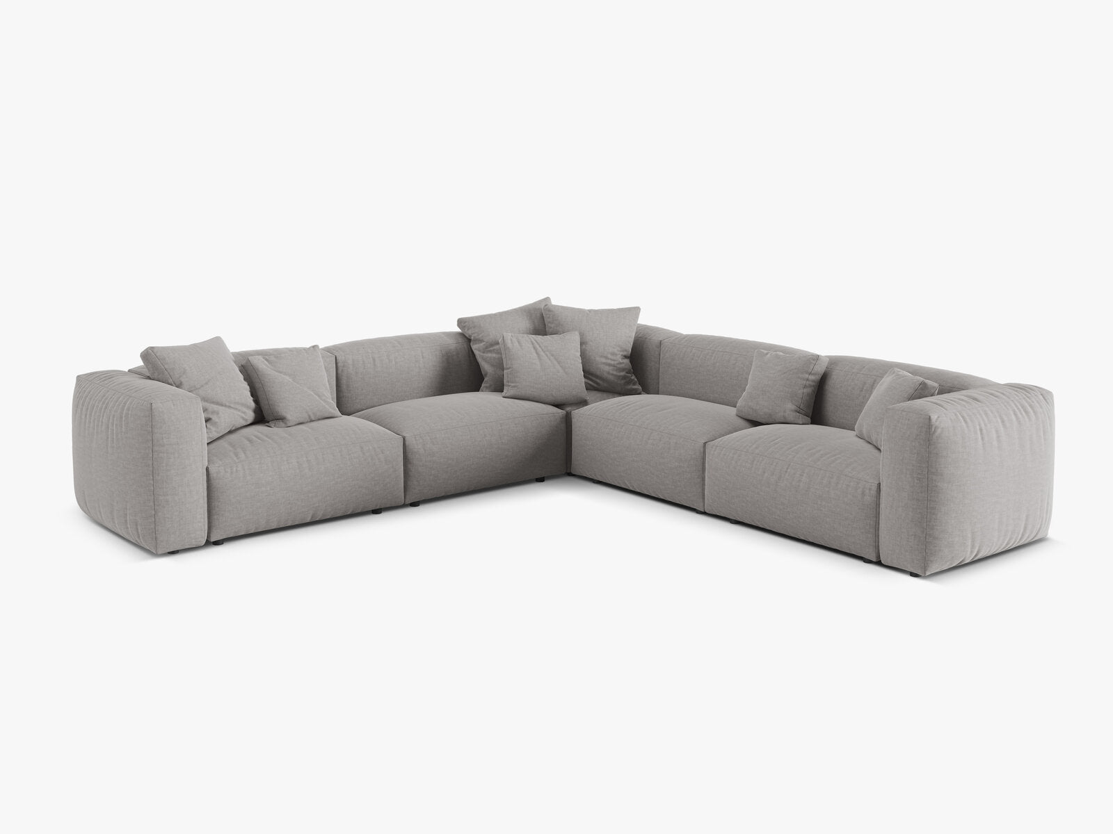 Micadoni modulares symmetrisches Ecksofa XL Martina 5-Sitzer Strukturierter Stoff Boston Hellgrau