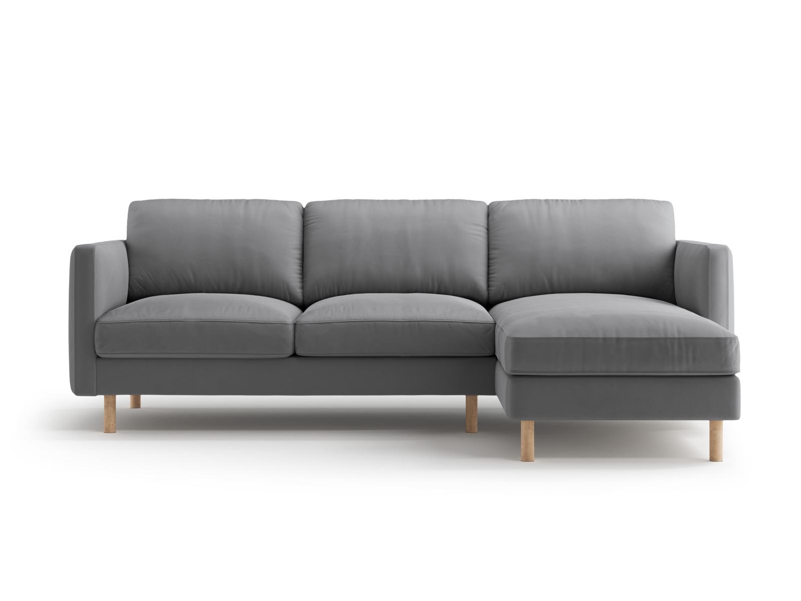 Micadoni Ecksofa Eden Groß 3-Sitzer Rechts Samt Grau