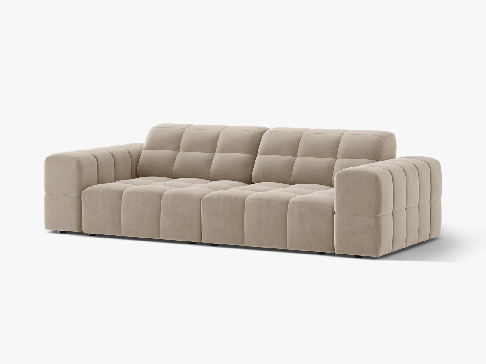 Micadoni Sofa Jennifer 3-Sitzer Samt Bluvel Dunkelbeige