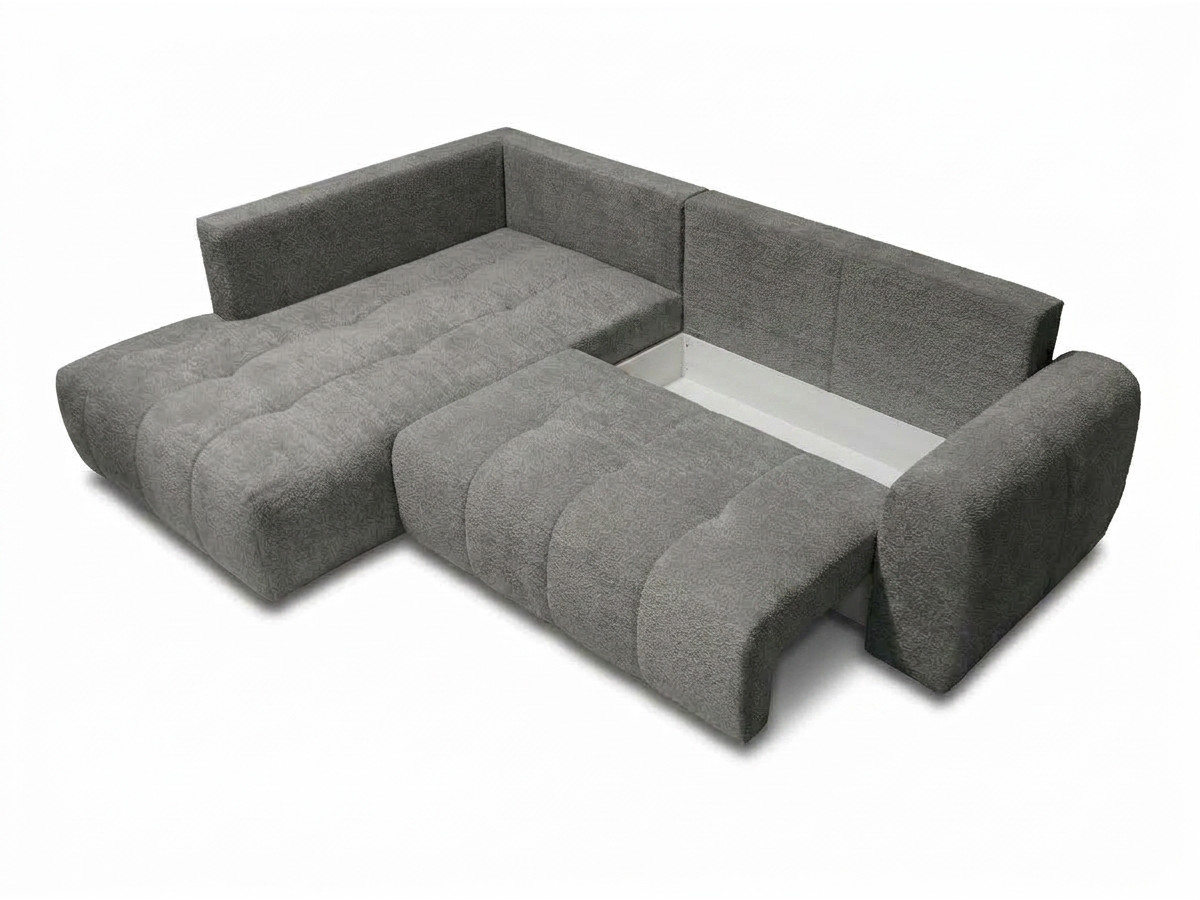 Bobochic Roxelane Ecksofa mit Schlaffunktion und Bettkasten Bouclé-Stoff Dunkelgrau Ecke links