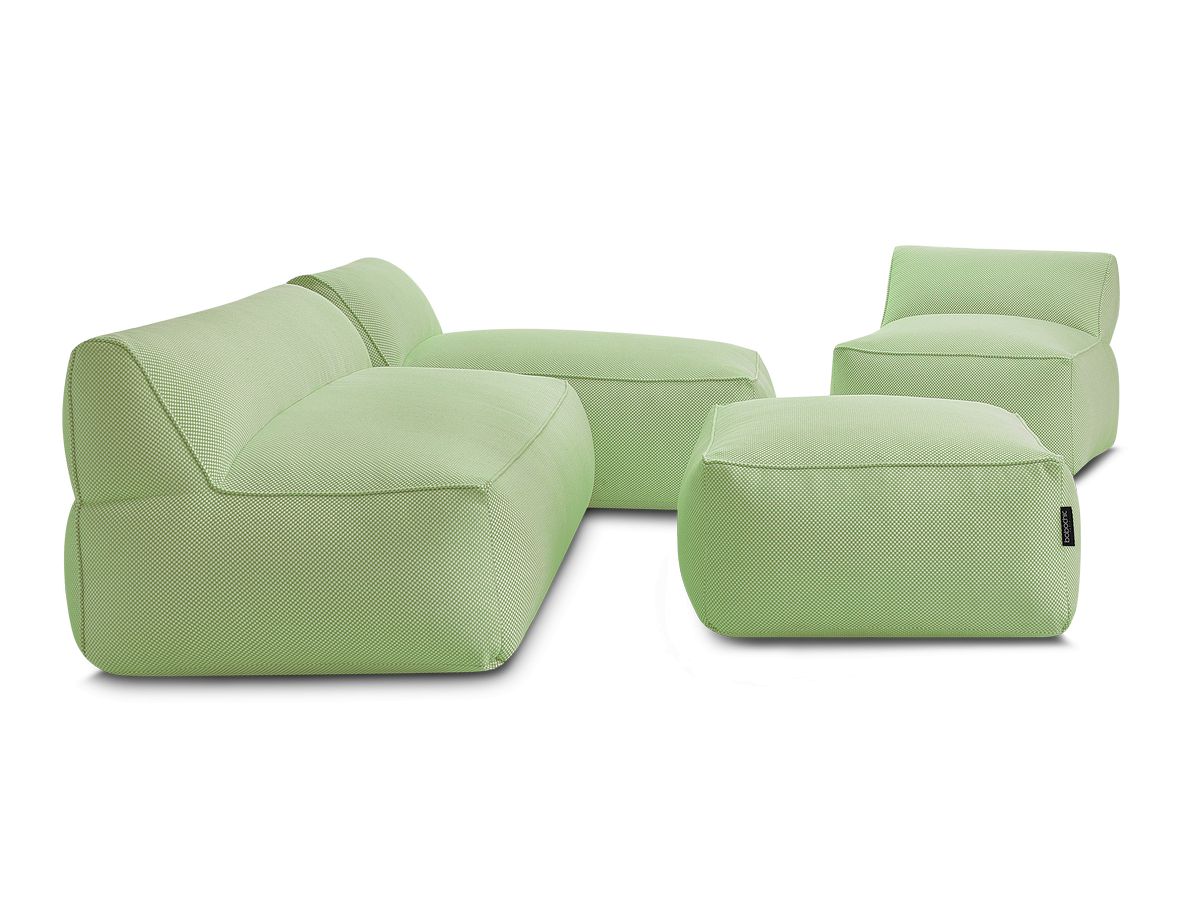 Bobochic Riviera Gartensofa 5-Sitzer mit Pouf Melange-Stoff Grün