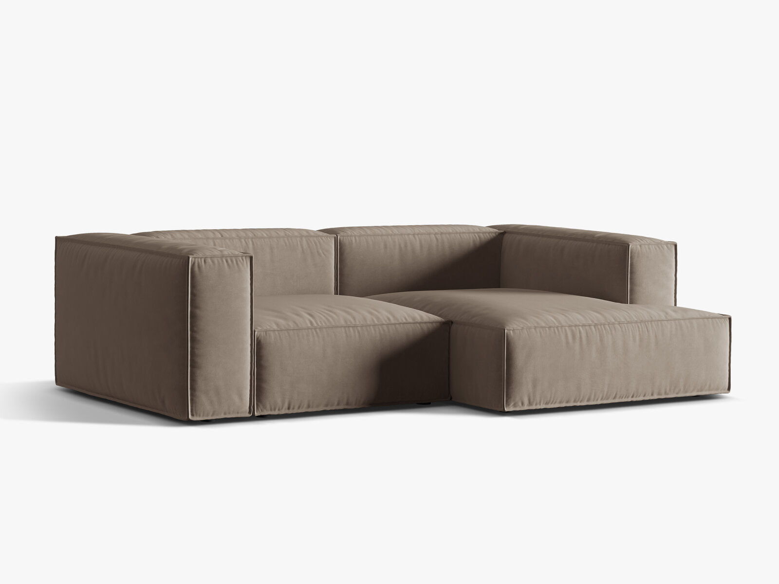Micadoni Ecksofa Nuria 3-Sitzer Rechts Samt Warmes Grau