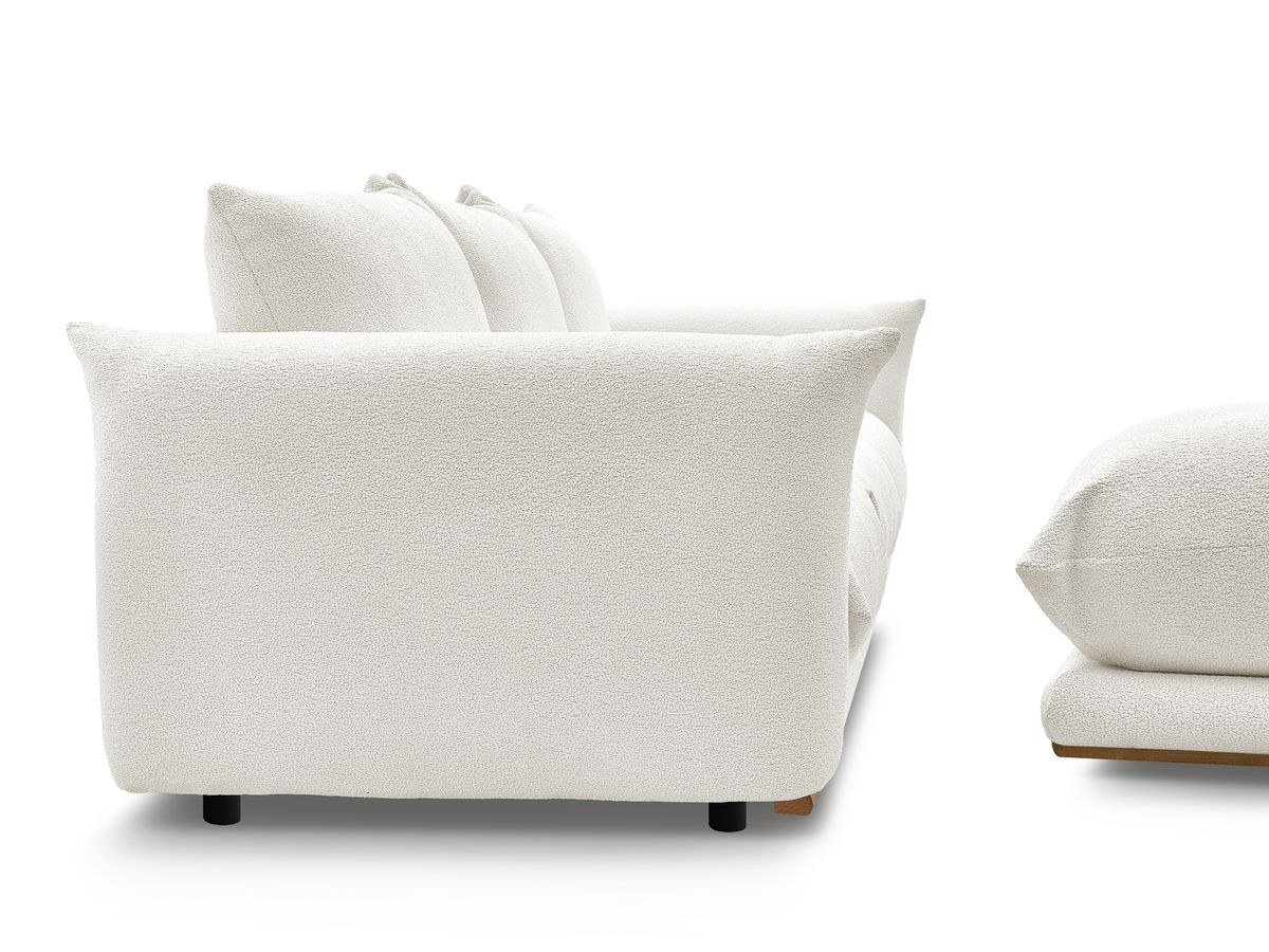 Bobochic Ernest Sofa 3-Sitzer mit Pouf 266 × 106 cm Bouclé-Stoff Weiß