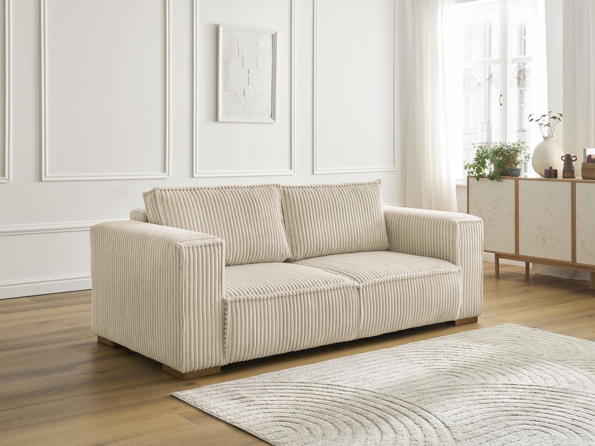 Bobochic Chelsea Sofa 2-Sitzer Breitcord weich Taupe