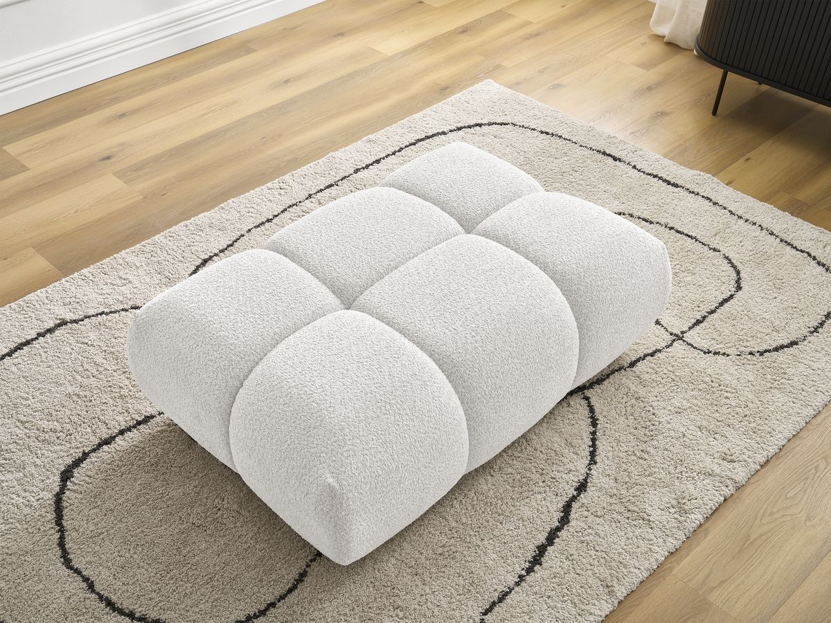Bobochic Alya Pouf Bouclé-Stoff Weiß