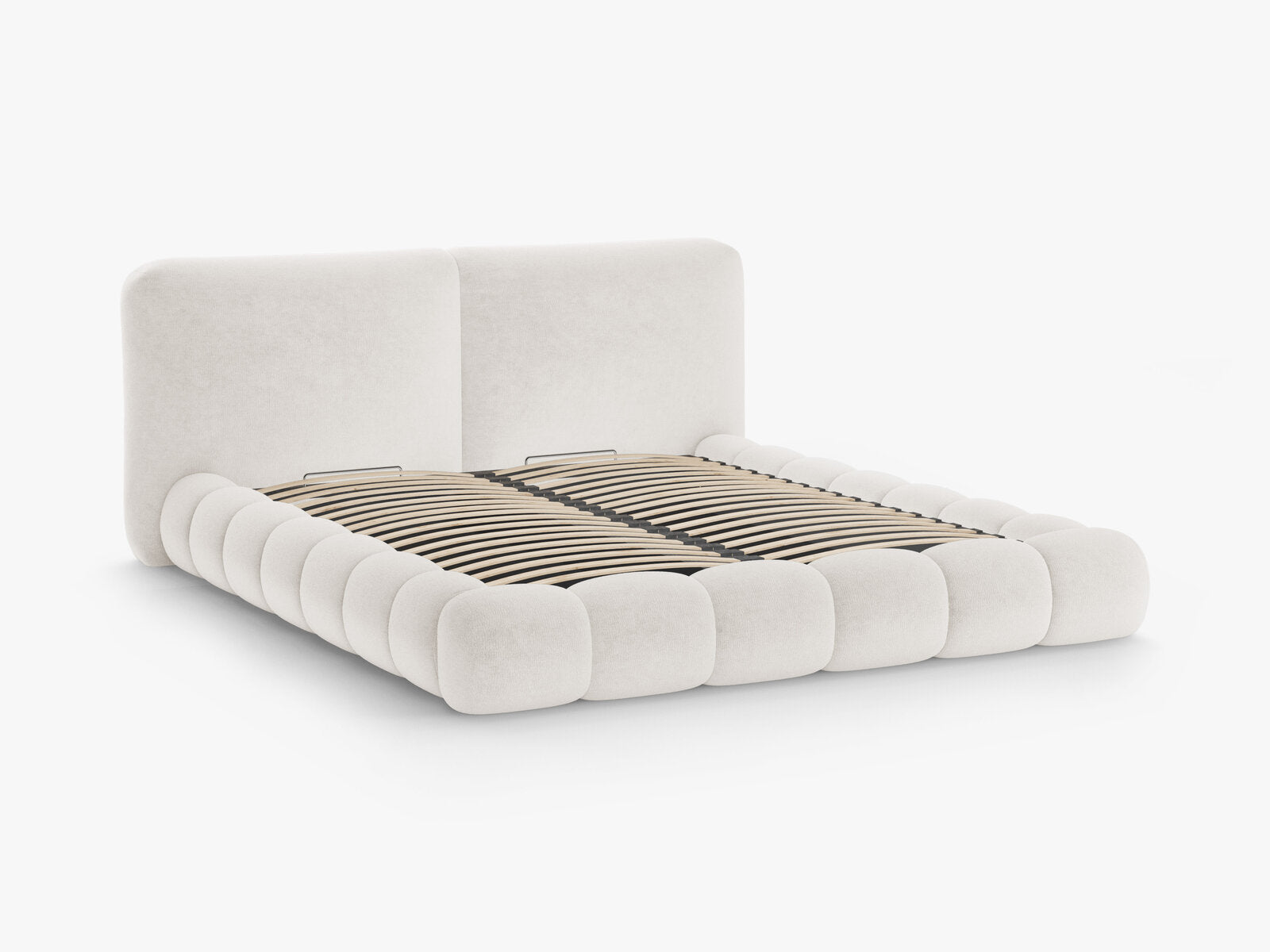 Micadoni Stauraumbett mit Kopfteil Solange Chenille Perfect Harmony Helles Beige 160x200