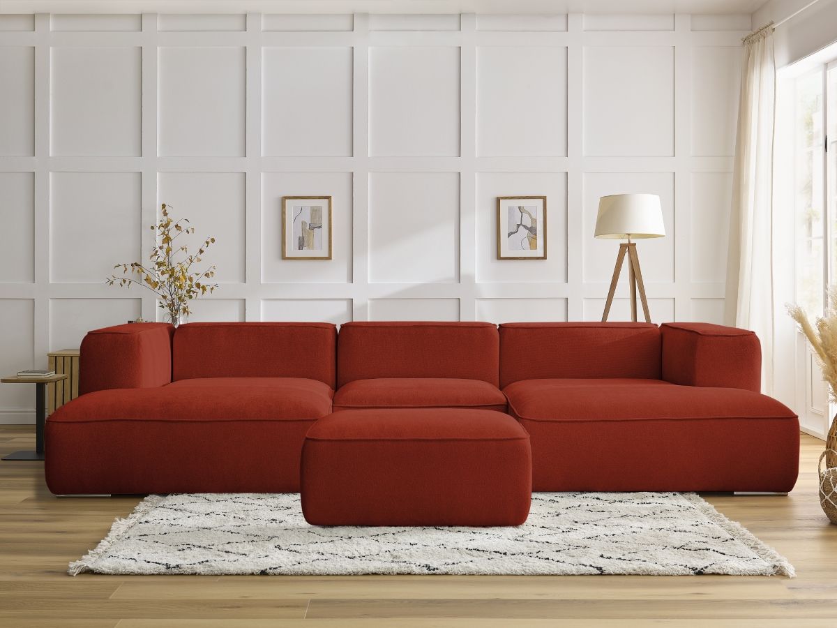 Bobochic Zephyr Wohnlandschaft mit Pouf Strukturstoff Orange