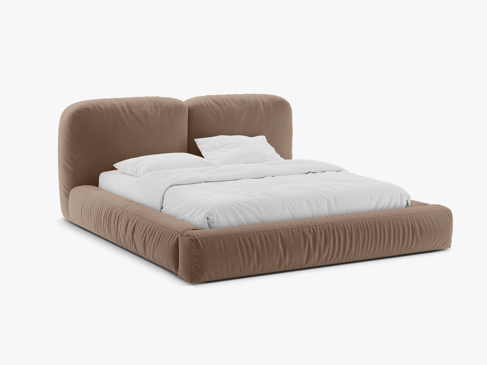 Micadoni Stauraumbett mit Kopfteil Martina Samt Vogue Dunkelbeige 200x200