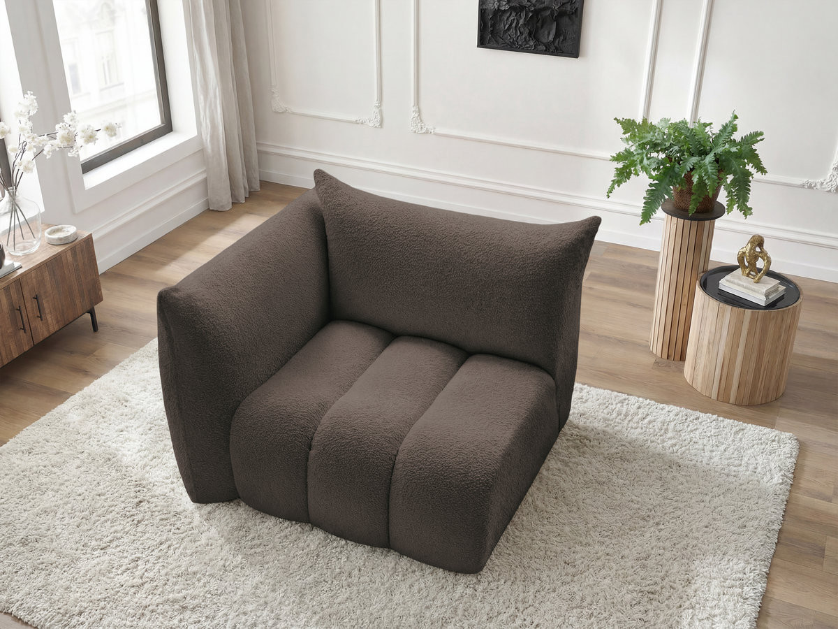 Bobochic Azra Sofamodul 1-Sitzer 117 × 112 cm Bouclé-Stoff Braun Ecke links