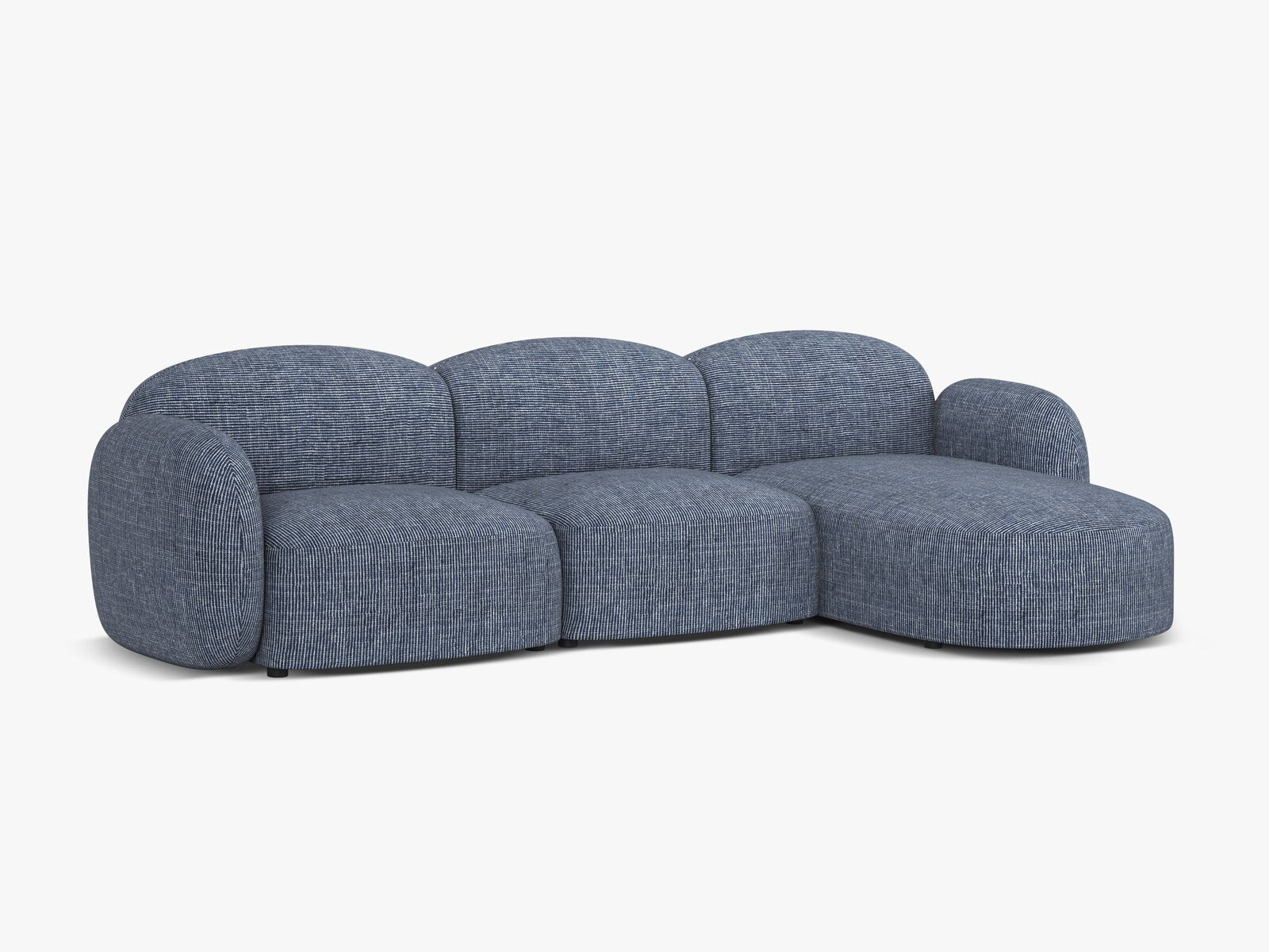 Micadoni Ecksofa Blair 4-Sitzer Rechts Strukturierter Stoff Baltimore Blau Melange