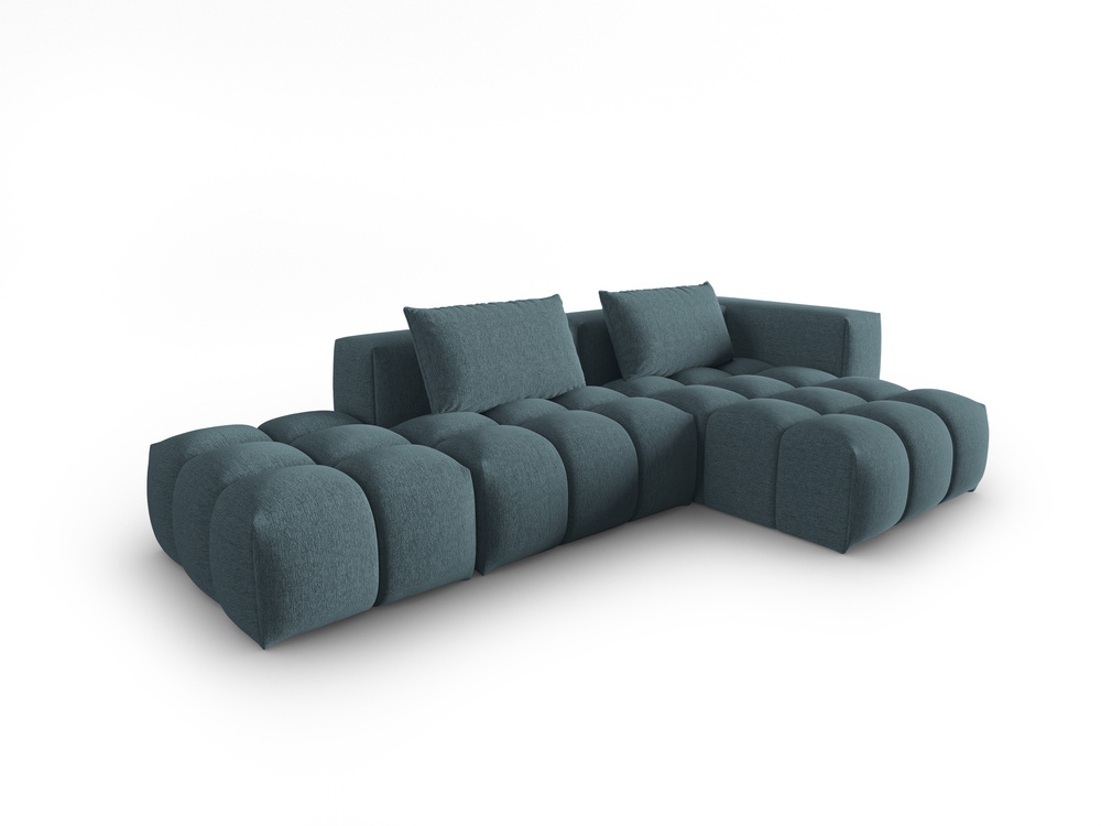 Cosmopolitan Design Ecksofa Verona 4-Sitzer offen Strukturierter Stoff Sorella Hellblau Rechts