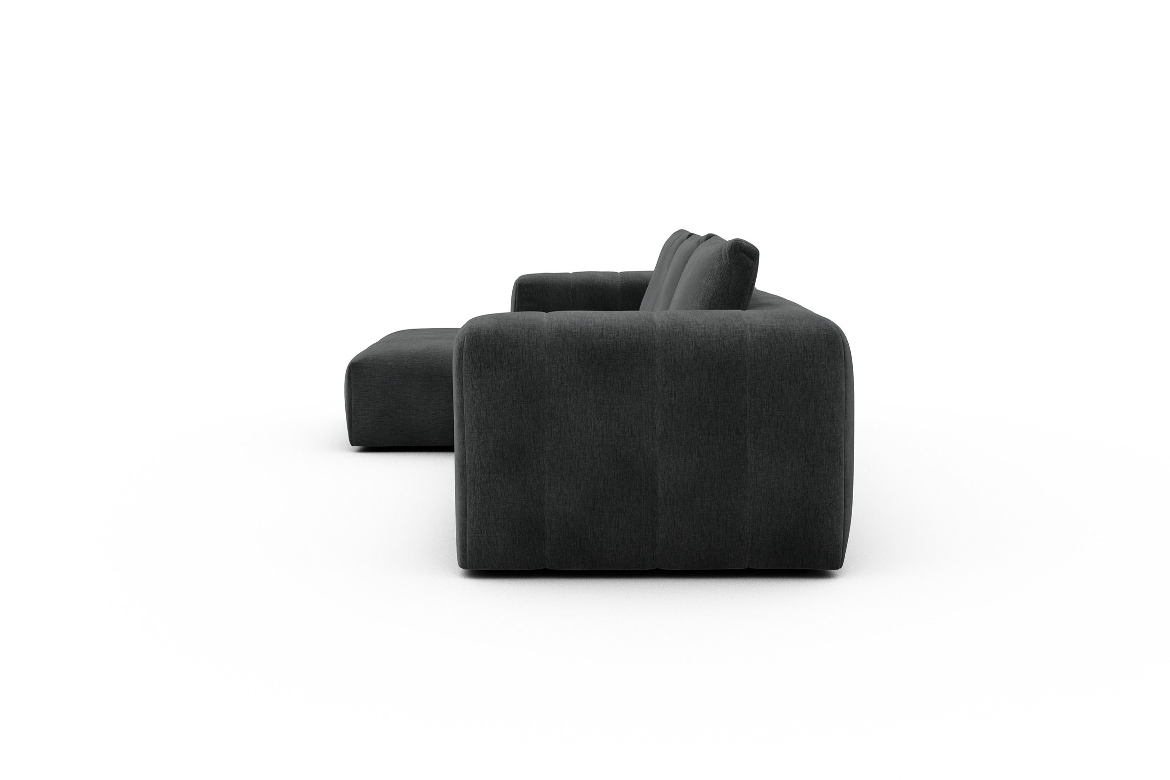 Ecksofa Hugo 2,5-Sitzer Armlehne rechts mit Chaiselongue Smooth-Deep-Warm-Grey