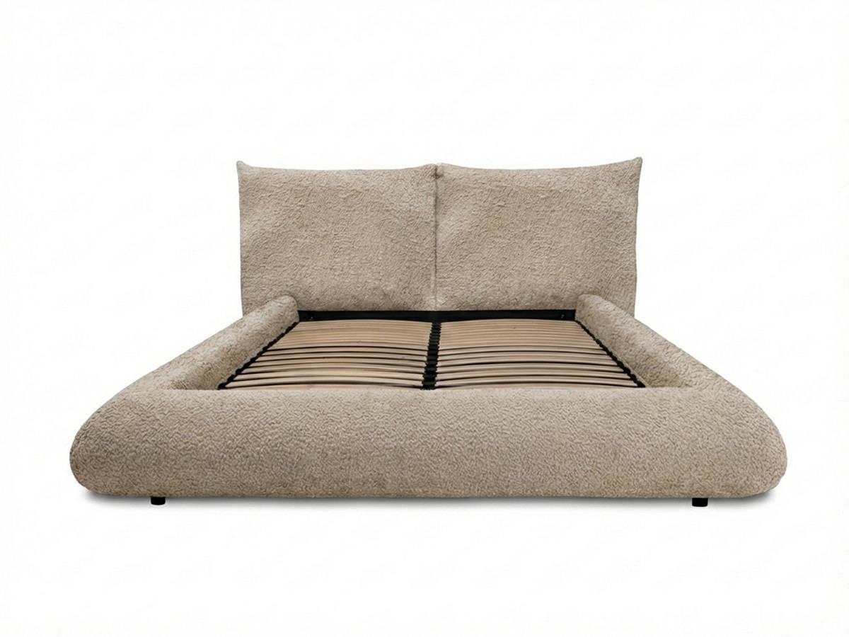 Bobochic Jaden Polsterbett Bouclé-Stoff Beige, Liegefläche 140 × 190 cm