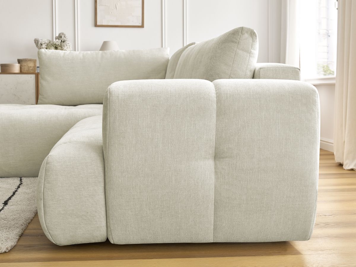 Bobochic Fuji Ecksofa mit Schlaffunktion und Bettkasten 282 × 204 cm Stoff Beige Ecke links