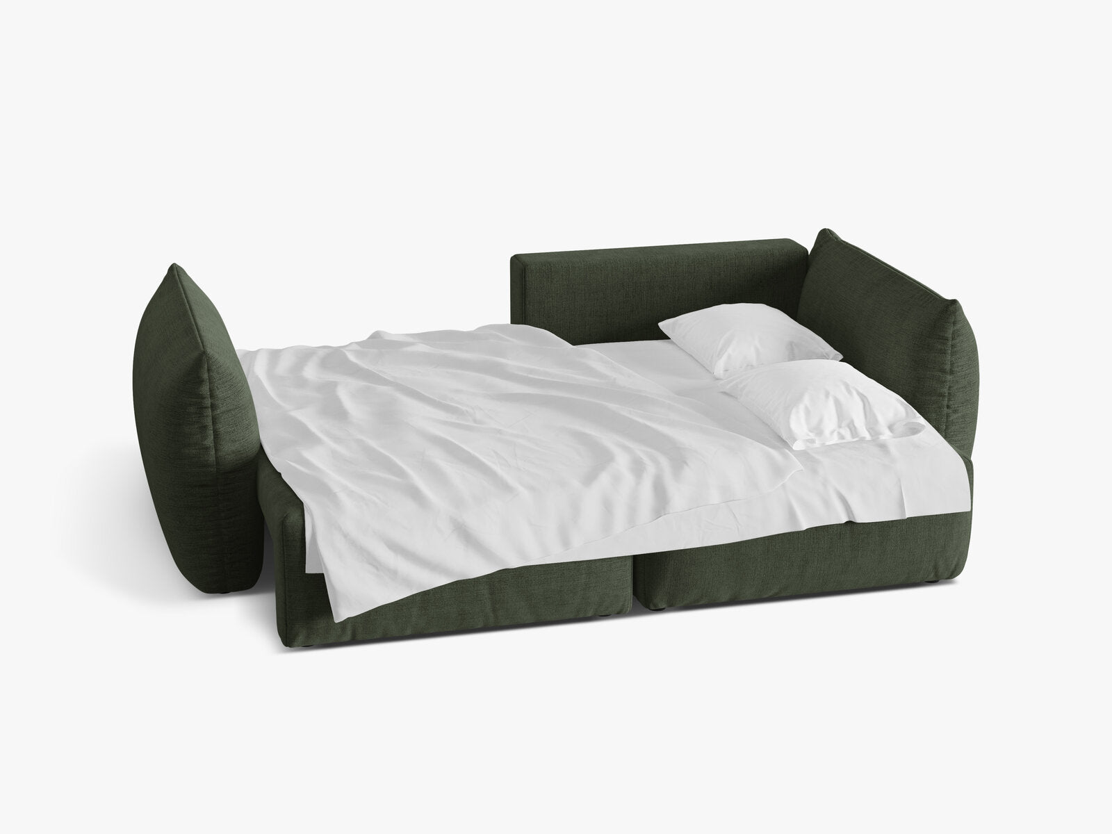 Micadoni Bloom Ecksofa 3-Sitzer mit Schlaffunktion Rechts Strukturierter Stoff Wind Moosgrün