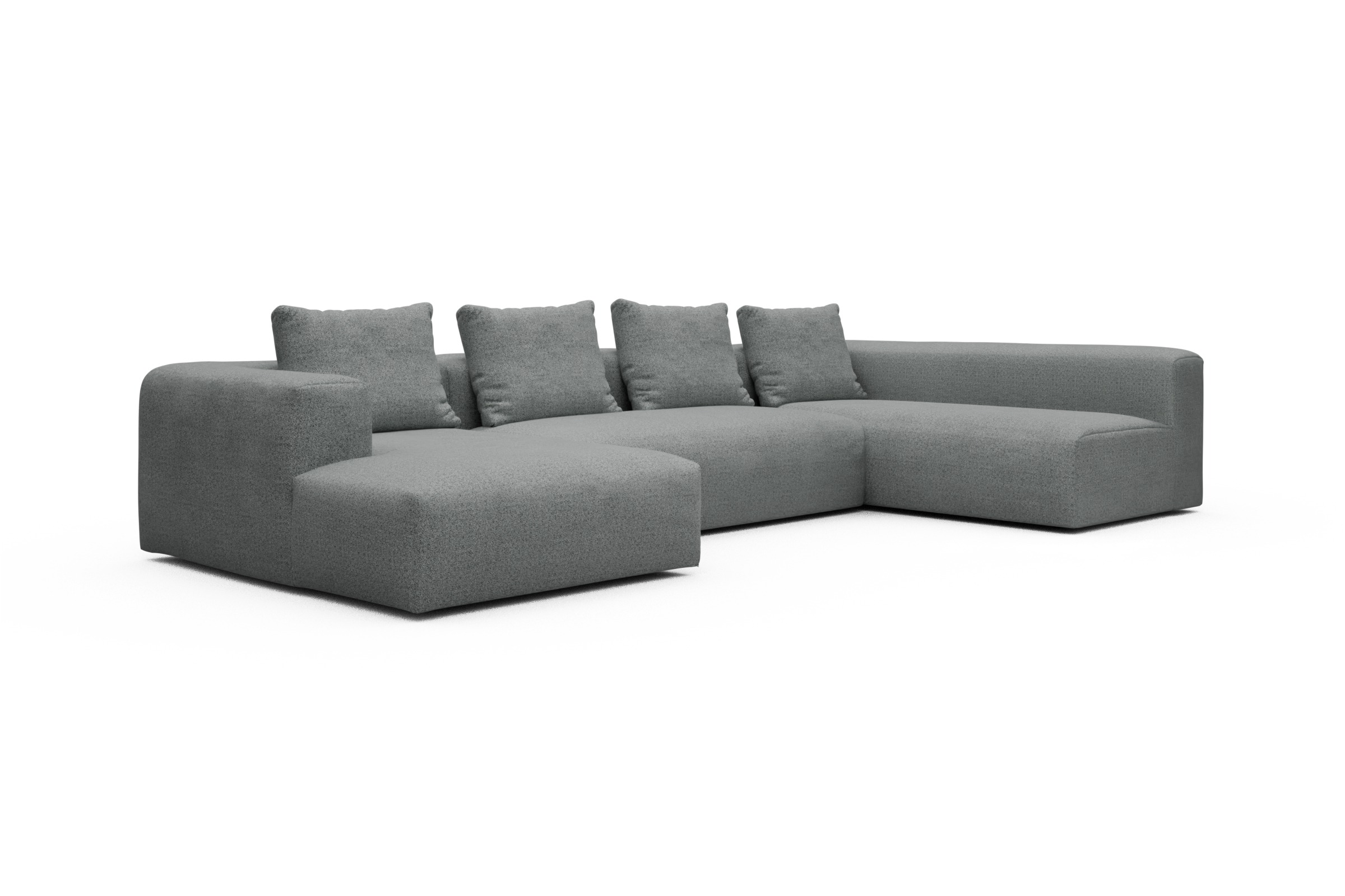 Wohnlandschaft Fred Chaiselongue links mit 2-Sitzer und lange Armlehne rechts Aivi-Gravet-Grey