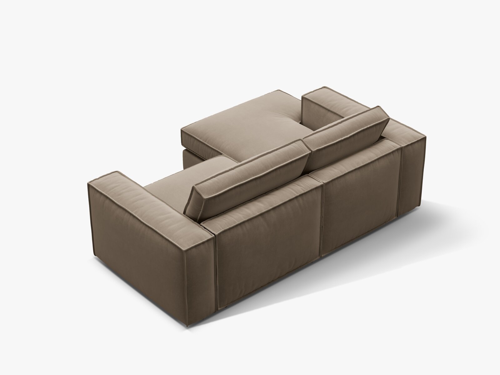 Micadoni modulares Ecksofa Pola 2-Sitzer kleine Version Links Samt Salvador Grau Braun