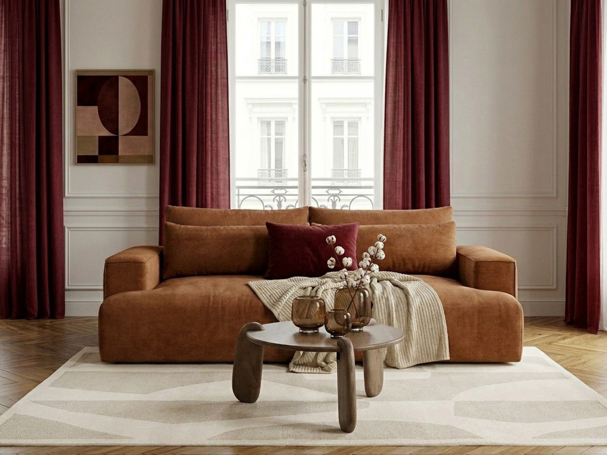 Bobochic Twiny Sofa 3-Sitzer Stoff Orange
