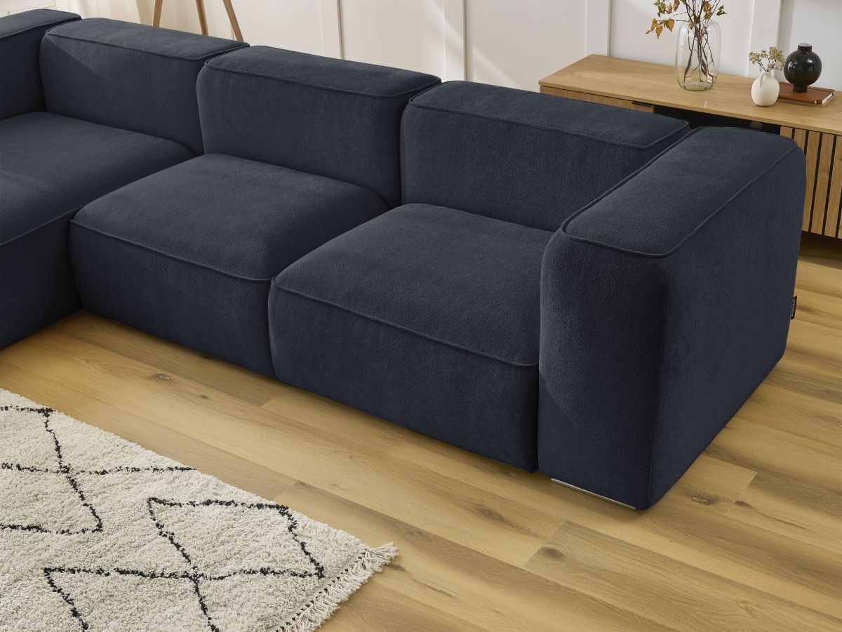 Bobochic Zephyr Ecksofa 349 × 165 cm Strukturstoff Dunkelblau Ecke links