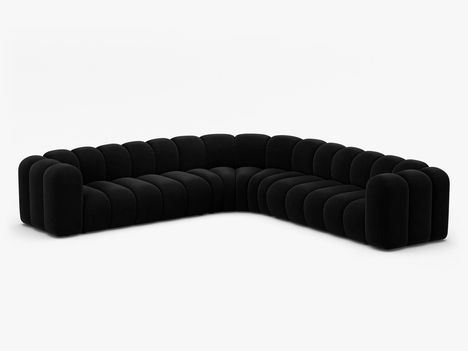 Micadoni symmetrisches Ecksofa Lupine 5-Sitzer  Samt Venus Schwarz