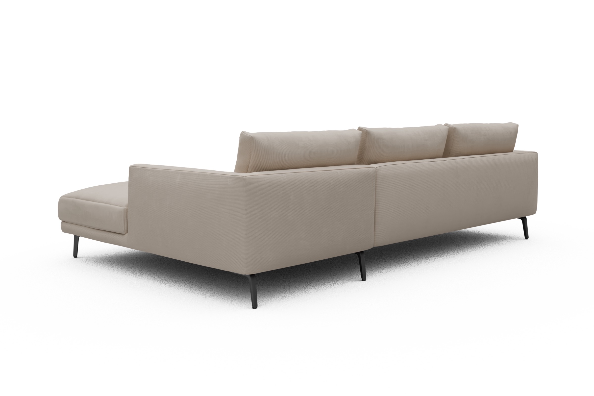 Ecksofa Karl Chaiselongue rechts mit 2,5-Sitzer Cordufine-Off-White