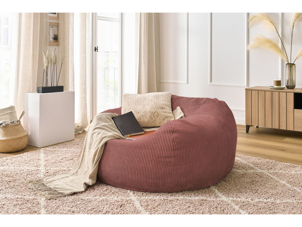 Bobochic Voltaire Pouf 120 × 70 cm Cordsamt Rosa