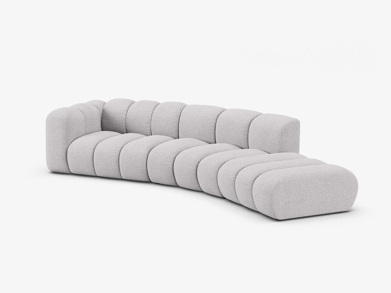 Micadoni Modulares Sofa Lupine 5-Sitzer Rechts Boucle Baloo Hellgrau