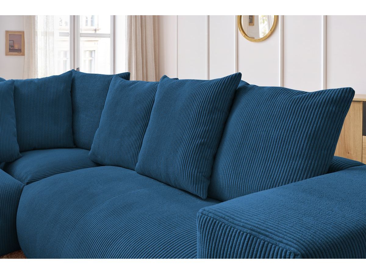 Bobochic Voltaire Ecksofa 268 × 214 cm Cordsamt Dunkelblau Ecke links