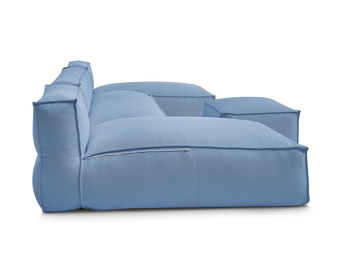 Bobochic Biarritz Gartensofa 4-Sitzer mit Pouf 332 × 168 cm Melange-Stoff Blau