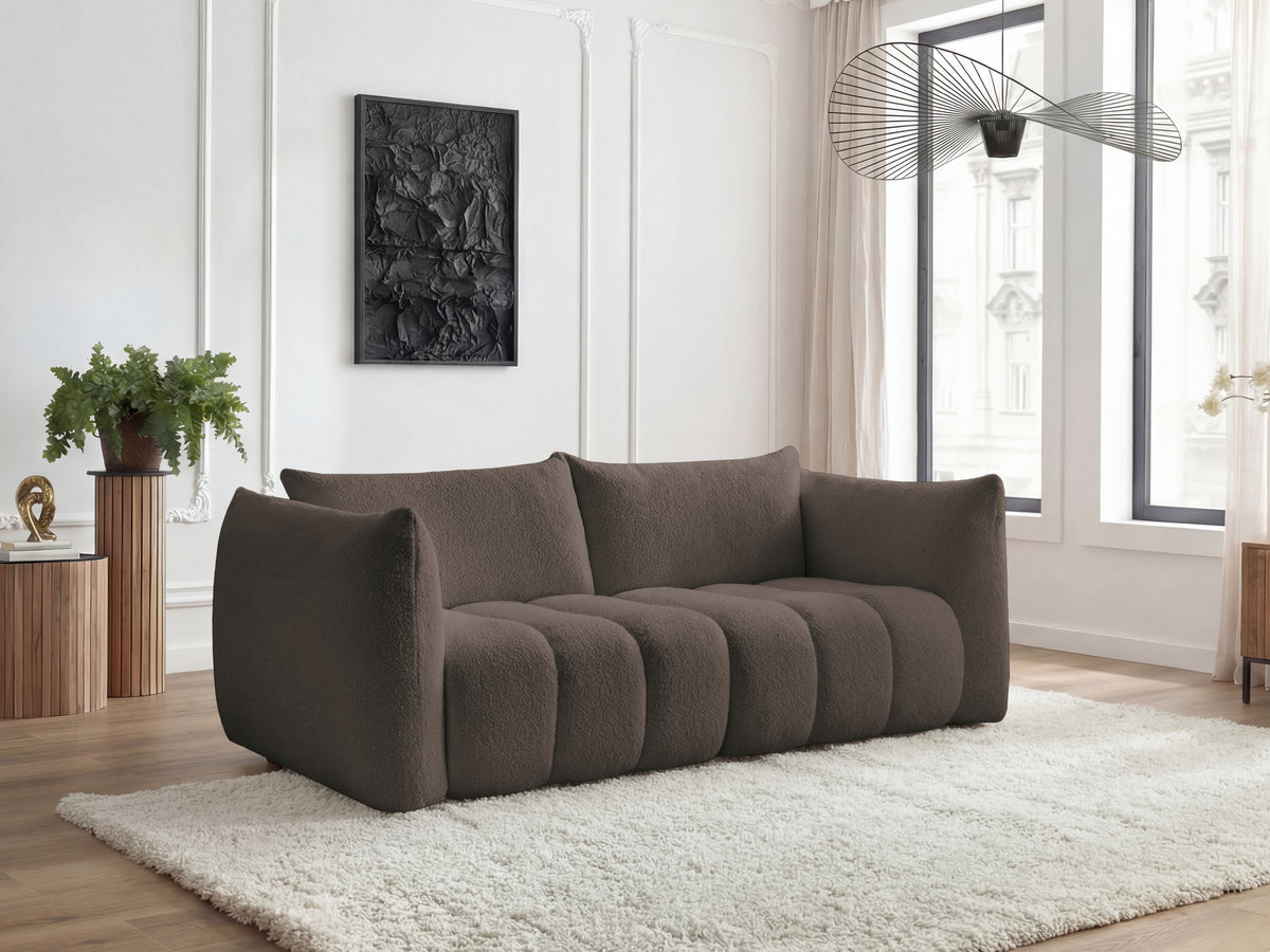 Bobochic Azra Sofa 3-Sitzer Bouclé-Stoff Braun