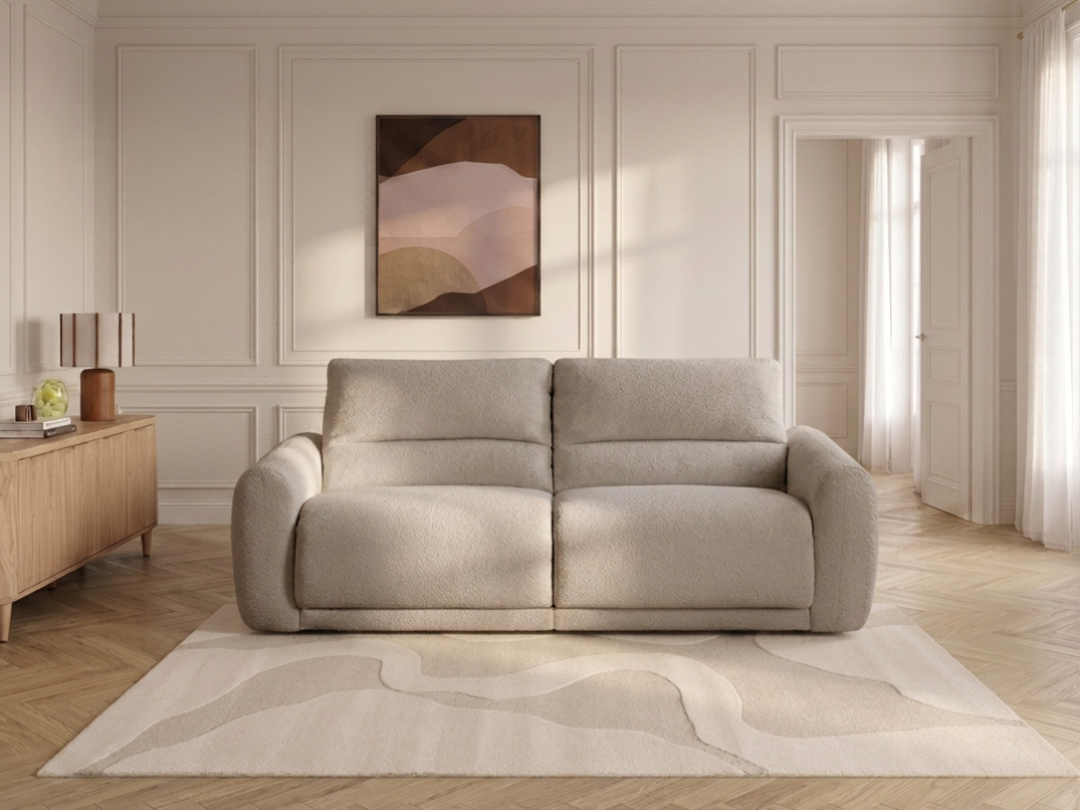Bobochic Minorque Schlafsofa 2,5-Sitzer Chenille Beige, Liegefläche 140 × 200 cm