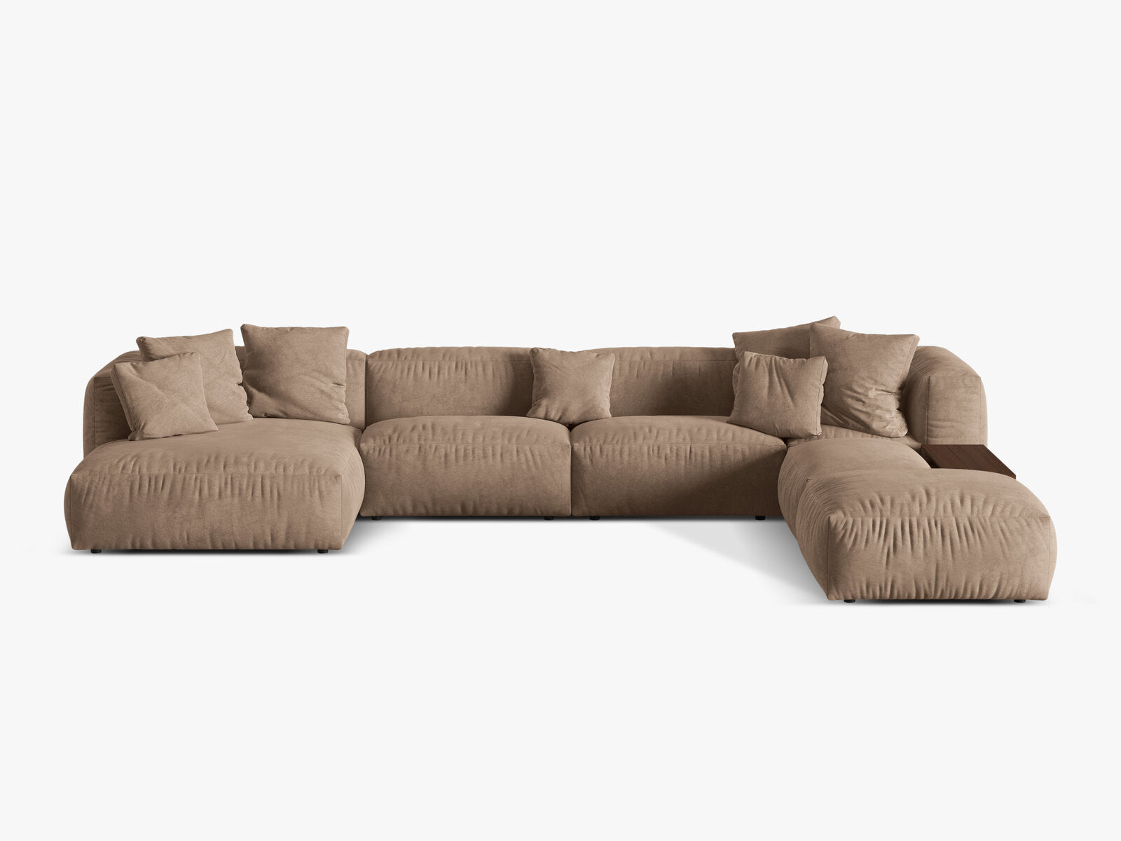Micadoni Panorama-Ecksofa Martina 5-Sitzer Rechts Samt Dunkelbeige