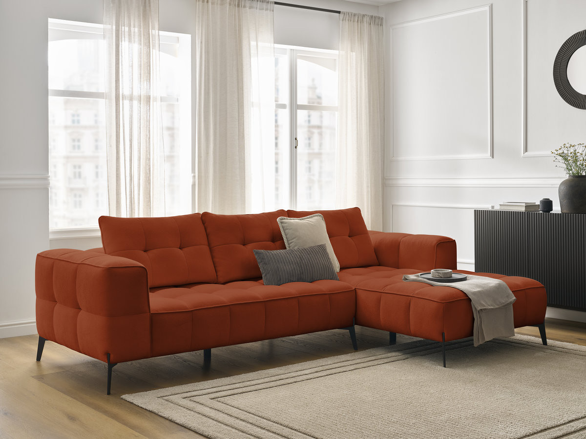Bobochic Anis Ecksofa Strukturstoff Orange Ecke rechts